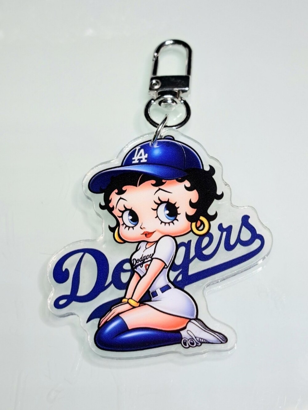 Los Angeles Dodgers Betty Boop Acrylic Keychain Purse Backpack Charm Clip